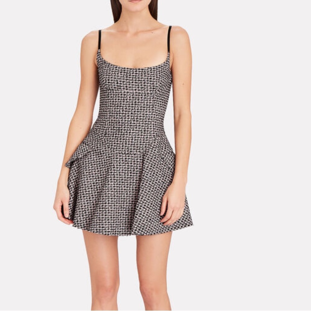 Alexander Wang tweed flared mini dress black and white